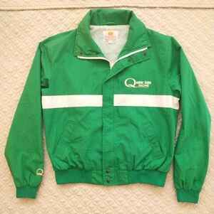 Vintage 80s Quaker State King Sports Racing Jacket Large Green/White